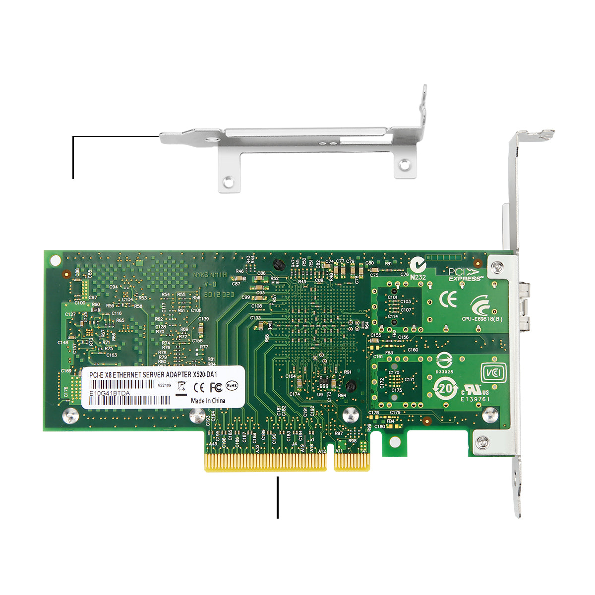 PCle x8 to 1 Port SFP+10G Ethernet Network Card