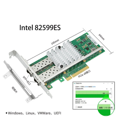 PCIe x8 dual-port SFP+ 10G Ethernet network adapter card with two SFP+ ports