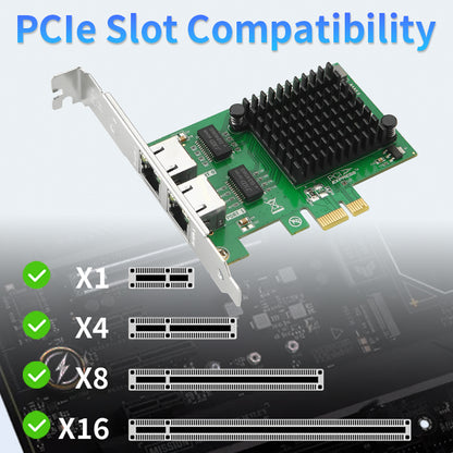 Lekuo PCIe 2포트 기가비트 이더넷 네트워크 카드 