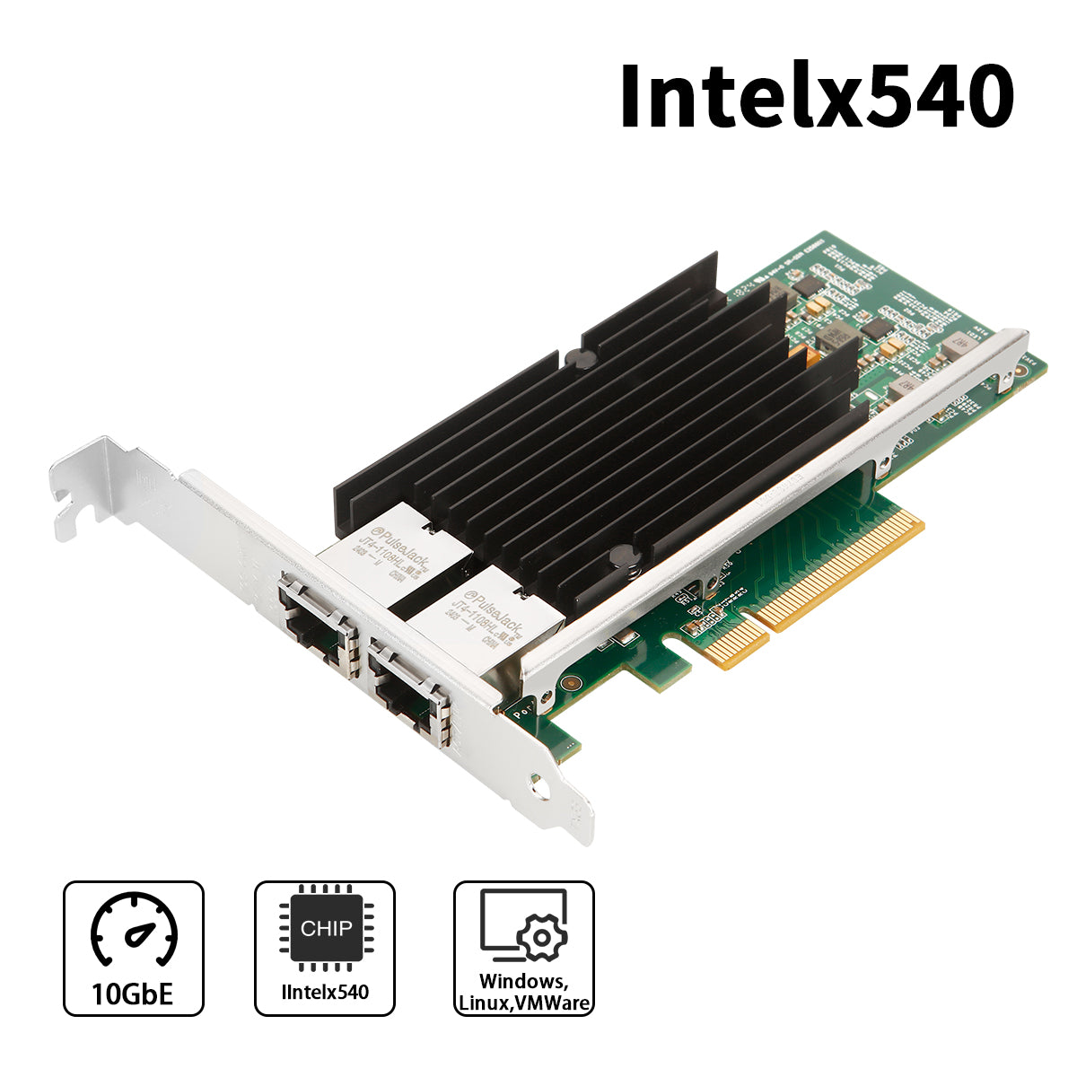 PCle3.0 x8 - 2포트 RJ45 10G 이더넷 네트워크 카드 Intel x540