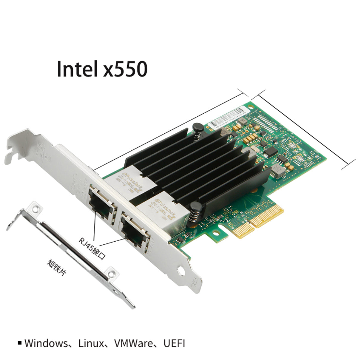 X550-T2 10GbE Dual Port PCIe X4 Server Network Card with Intel X550 CHIP 4 RJ45 10G NIC 10 Gigabit Ethernet Adapter for PC