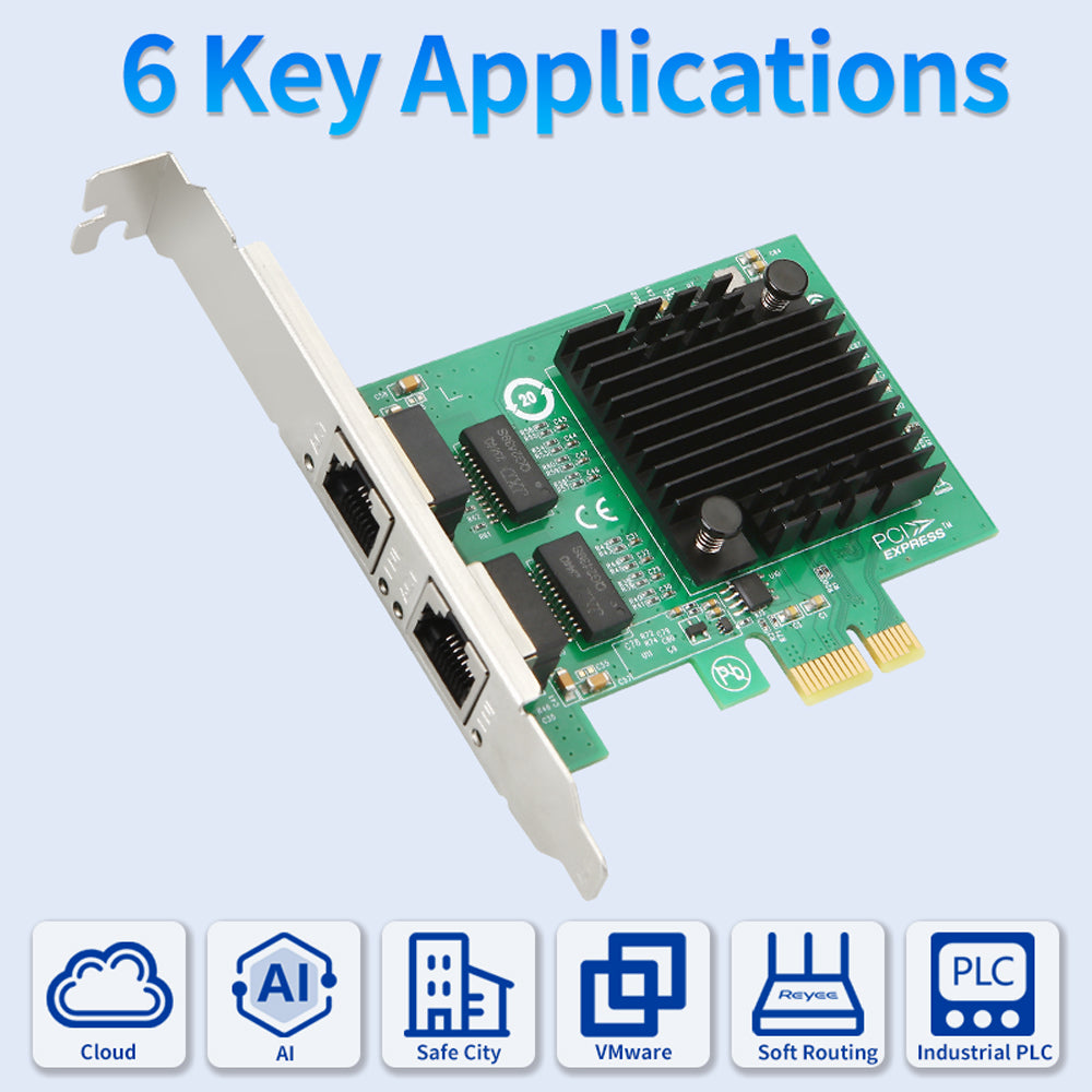 Lekuo Network Card PCIe x1 Gold Finger Interface and Circuit Board Components