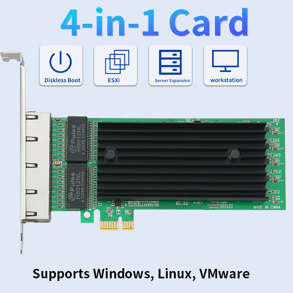 Lekuo PCIe x1 network card interface and connector detail for server installation