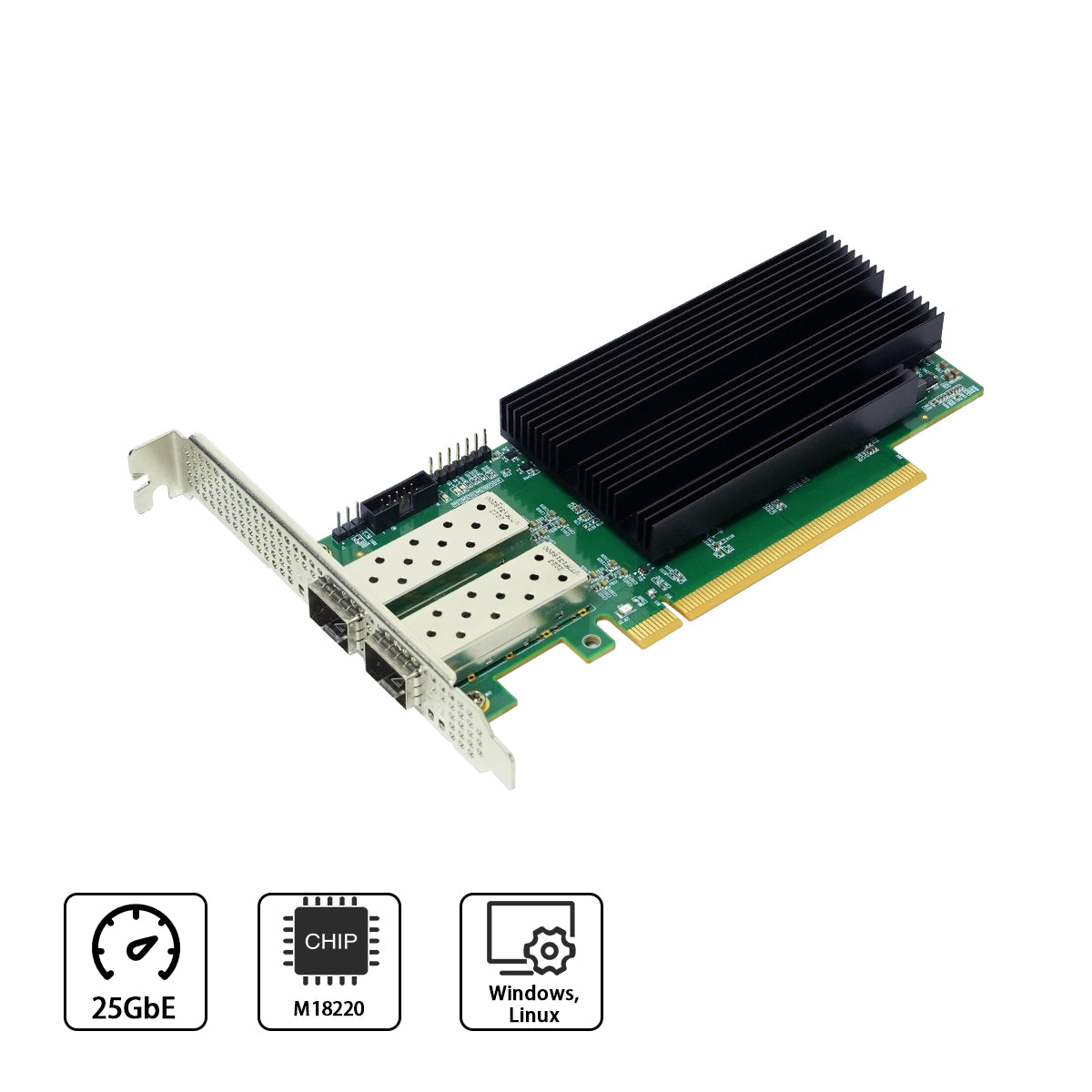 25G SFP28 Ethernet Network Adapter PCIe x16 dual port PM82F21 front view