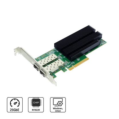 PCle x8 to 2 Port 25G SFP28 Ethernet Network Adapter,PM82F22