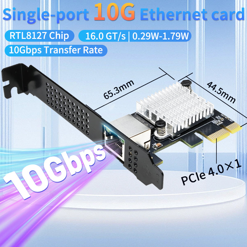 Lekuo 10G ネットワークカード RTL8127 - PCIe Gen4 RJ45 アダプター