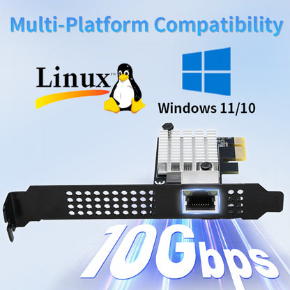 Lekuo RTL8127 Network Card - side angle showing heat sink and connectors