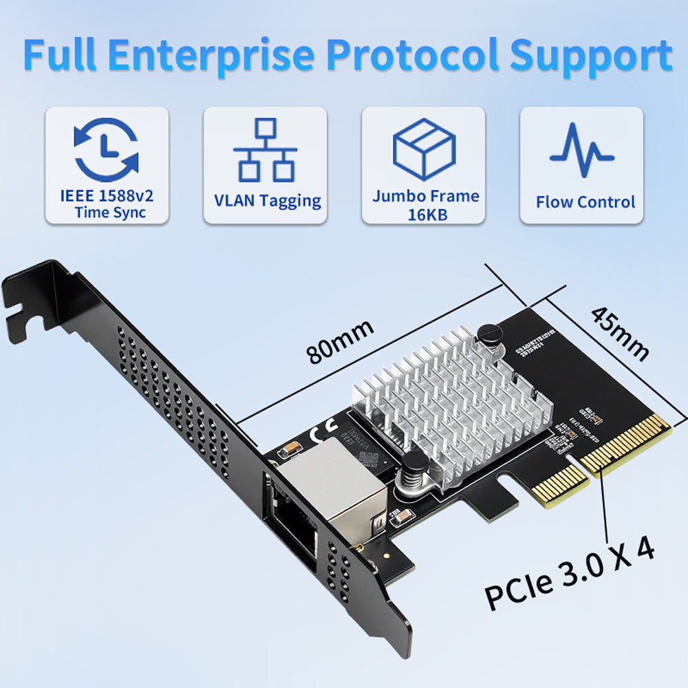 10G Network Card PCIe Gen3 x4 connector back view - RTL8127 chipset components layout