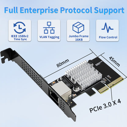 10G Network Card PCIe Gen3 x4 connector back view - RTL8127 chipset components layout