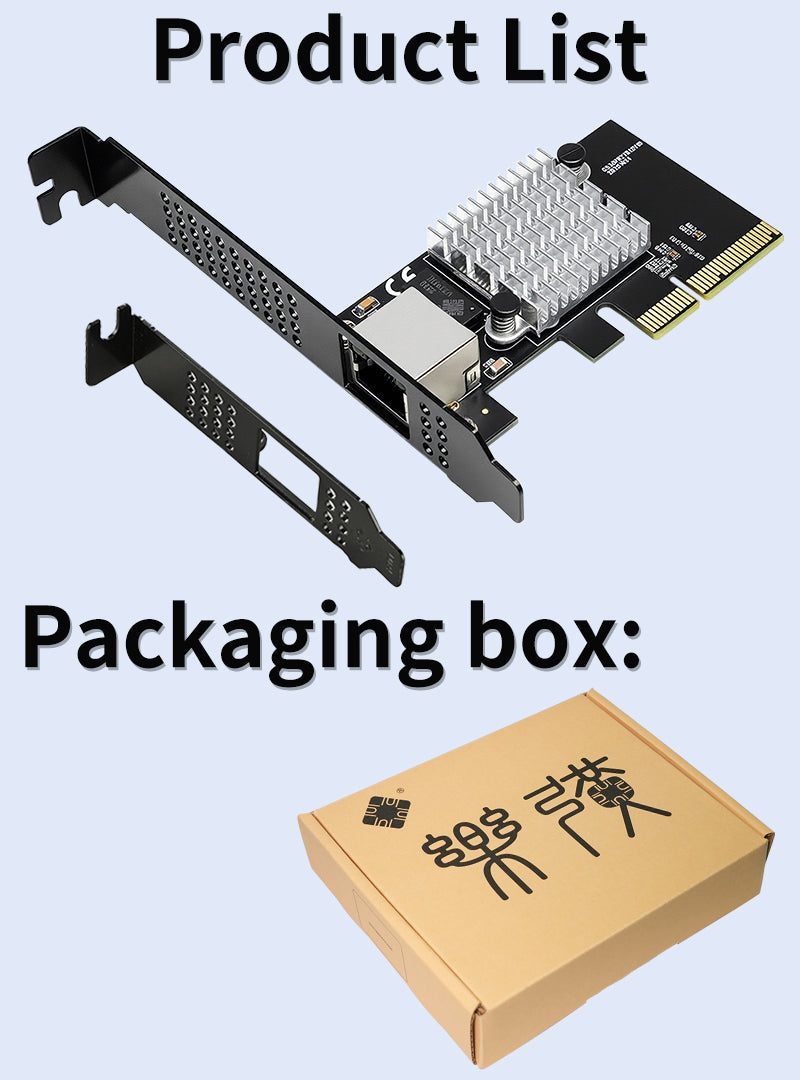 Lekuo PCIe x4 10GbE network adapter retail packaging with low-profile bracket included