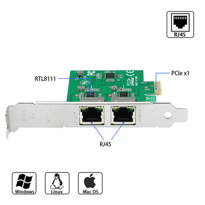 Lekuo 2 Port PCle to 1G Network Card,RTL8111 chip - Image 5