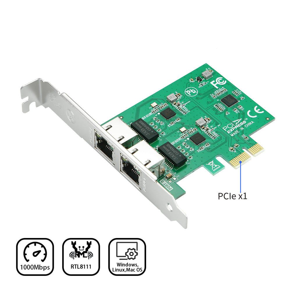Lekuo 2 Port PCle to 1G Network Card,RTL8111 chip - Image 4