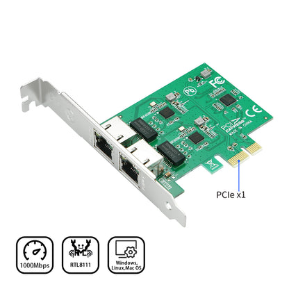 Lekuo 2 Port PCle to 1G Network Card,RTL8111 chip - Image 4