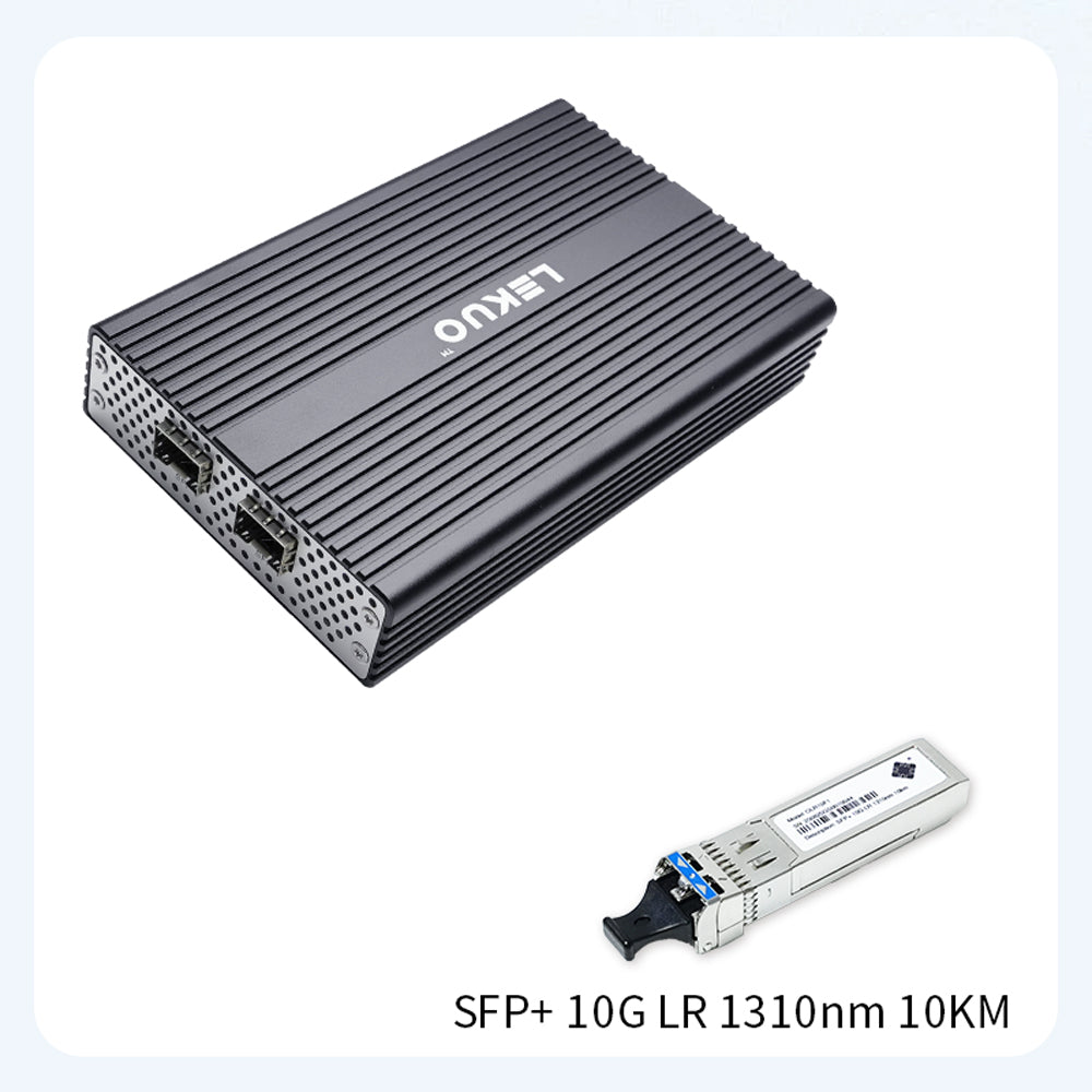 Lekuo USB4 to Dual-Port SFP+ Network Adapter – 10G, USB4 & Thunderbolt Compatible for Laptop & NAS