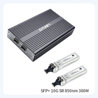 Lekuo USB4 to Dual-Port SFP+ Network Adapter – 10G, USB4 & Thunderbolt Compatible for Laptop & NAS