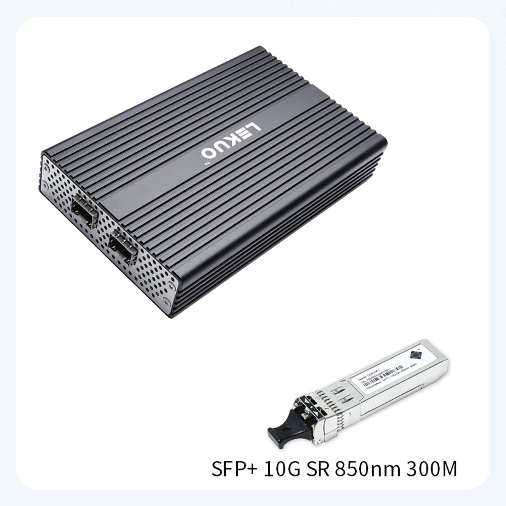 Lekuo USB4 to Dual-Port SFP+ Network Adapter – 10G, USB4 & Thunderbolt Compatible for Laptop & NAS